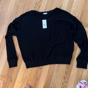 Splendid black long sleeve top waffle detailing